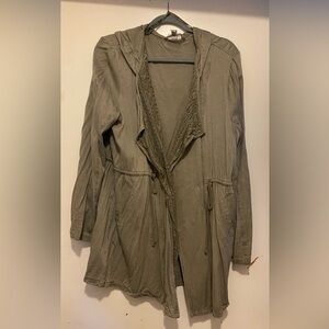 Women's Hooded Boho Olive Green Jacket